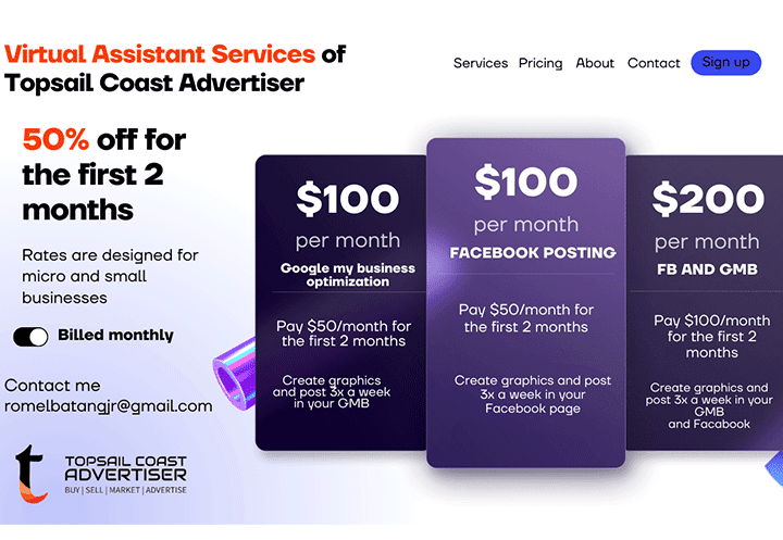 Romel Batang Jr | Virtual Assistant | Social Media Services | Topsail Coast Services | Topsail Island | Hampstead NC | Holly Ridge NC | Topsail Beach NC | Surf City NC | North Topsail Beach NC | Sneads Ferry NC | Topsail Coast Advertiser