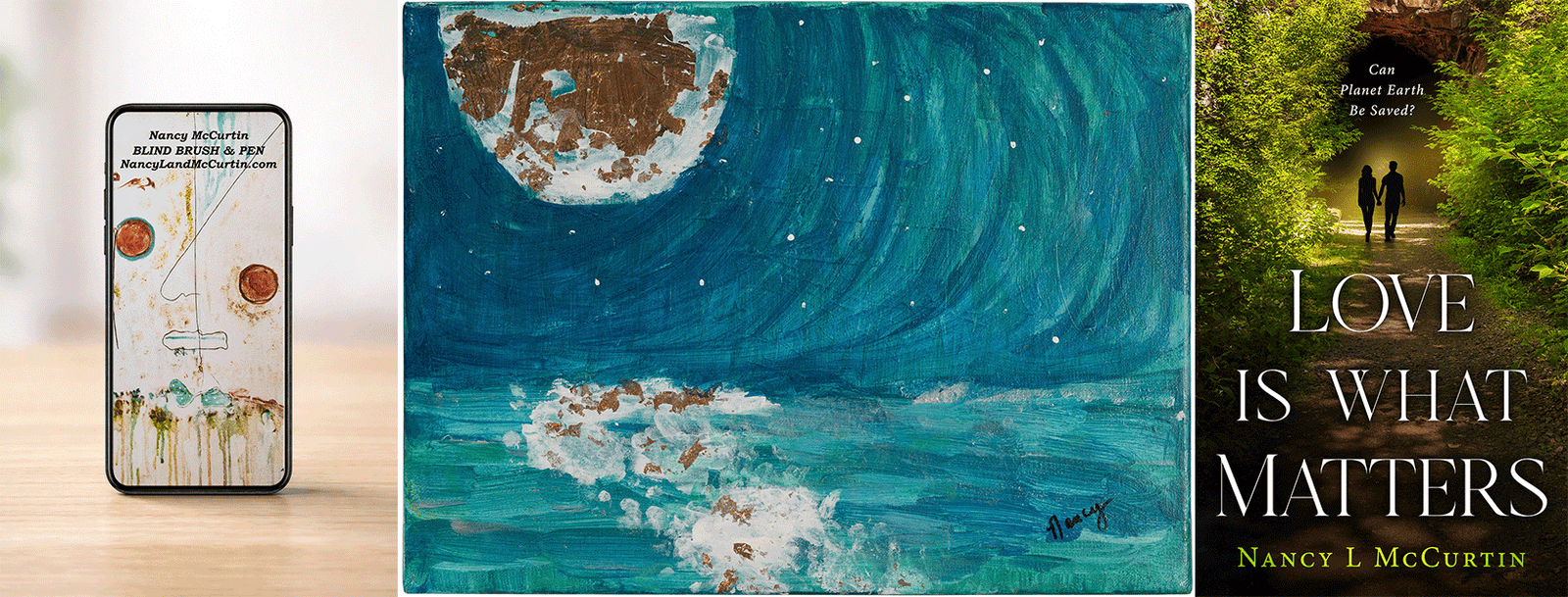 Blind artist Nancy Land McCurtin Lighthouse artwork from the Blind Brush and Pen collection